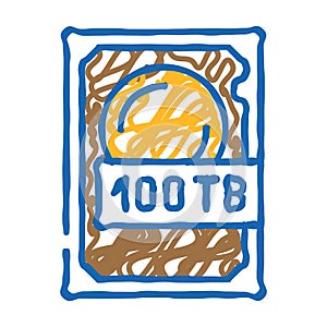 100 terabyte hard drive future technology icon doodle illustration