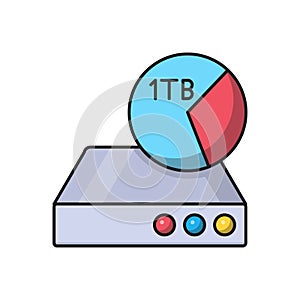 Terabyte vector flat color icon photo