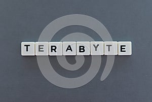 Terabyte word made of square letter word on grey background photo