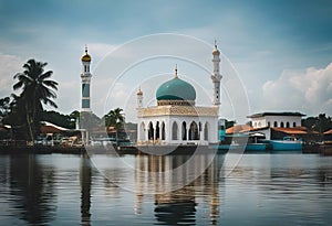 Terapung Tengah Floating Beautiful Mosque Masjid Tengku Malaysia Known located A View Terengganu Masjid Locally Zaharah