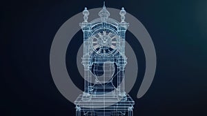 terface raising clock in wireframe design