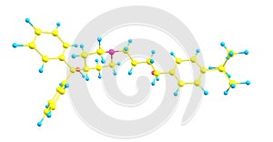 Terfenadine molecular structure isolated on white