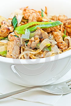 Teriyaki chicken with noodles and spring onions