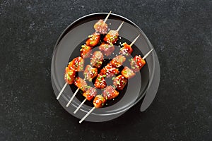 Teriyaki chicken skewers