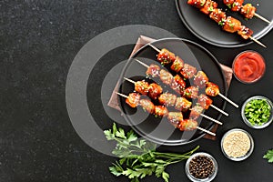 Teriyaki chicken skewers