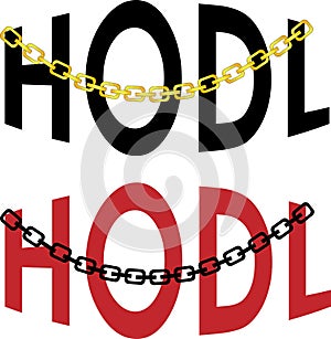 Term in crypto-currency trades HODL text-based logo