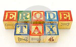 The term erode tax isolated on a white background