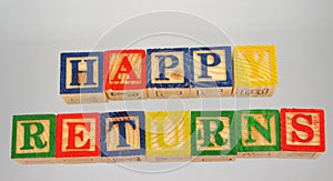 The term happy returns presented visually