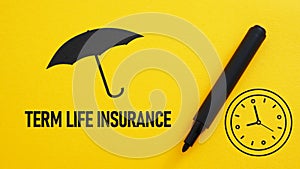 Term life insurance is shown using the text