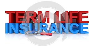 Term life insurance on white