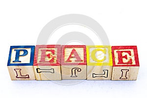 The term PEACE displayed visually