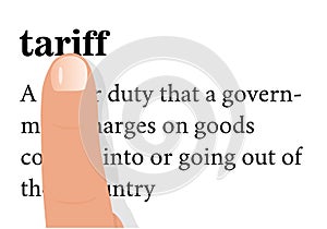 Term of tariff with a forefinger on it.