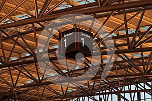 Terminal displayat the airport under roof photo