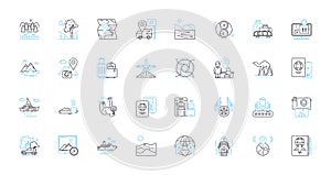 Terminal linear icons set. Command-line, Console, Prompt, Shell, Terminal, Scripting, Unix line vector and concept signs