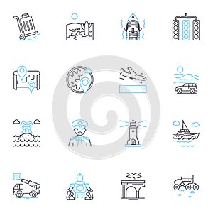 Terminal linear icons set. Command-line, Console, Prompt, Shell, Terminal, Scripting, Unix line vector and concept signs
