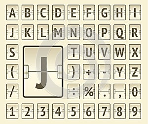 Terminal scoreboard regular font to display flight departure or arrival info vector illustration.