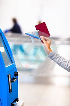 Terminal for self-check-in for flight or buying