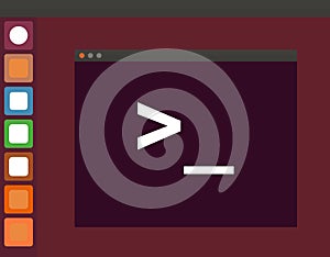 Terminal startup icon and linux interface, direct