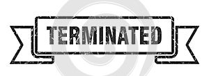 terminated ribbon. terminated grunge band sign.