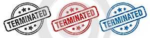terminated stamp. terminated round isolated sign.