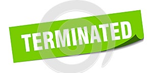 terminated sticker. square isolated label sign. peeler