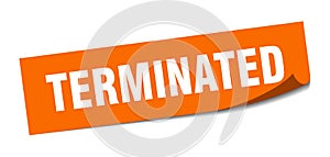 terminated sticker. square isolated label sign. peeler