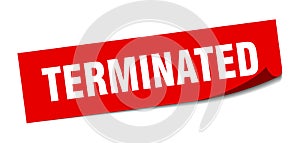 terminated sticker. square isolated label sign. peeler