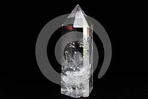 Terminated transparent clear crystal quartz point