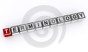 terminology word block on white
