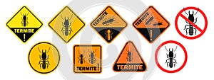 Termite danger sign. Isolated termite on white background