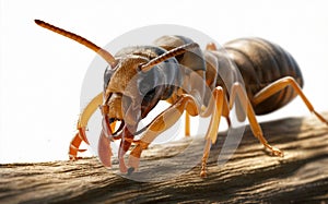 A termite eating soft wet wood causing domestic housing destruction