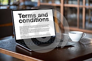 Terms and conditions text in a legal agreement or document about the service of an agreement computer office terms and conditions