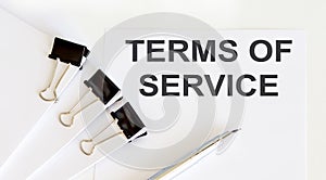 Terms of servicewritten on a white page