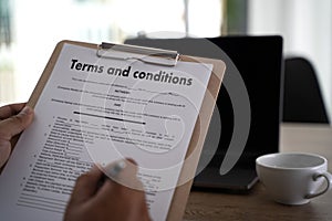 Terms of use confirm terms disclaimer conditions to policy service man use pen Terms and conditions agreement or document