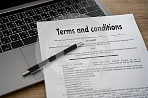 Terms of use confirm terms disclaimer conditions to policy service man use pen Terms and conditions agreement or document