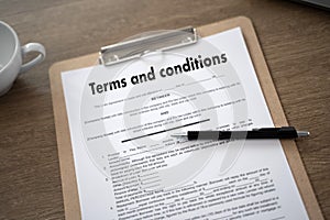 Terms of use confirm terms disclaimer conditions to policy service man use pen Terms and conditions agreement or document