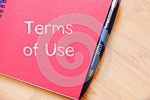 Terms of use write on notebook