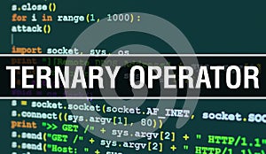 Ternary operator concept with Random Parts of Program Code. Ternary operator with Programming code abstract technology background