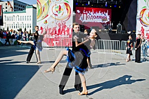 Ternopil, Ukraine - October 1, 2017: Ballroom dancing kids at Po