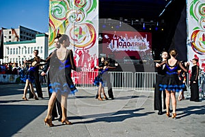 Ternopil, Ukraine - October 1, 2017: Ballroom dancing kids at Po