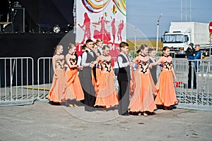 Ternopil, Ukraine - October 1, 2017: Ballroom dancing kids at Po