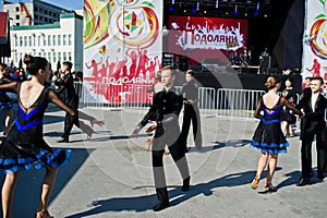 Ternopil, Ukraine - October 1, 2017: Ballroom dancing kids at Po