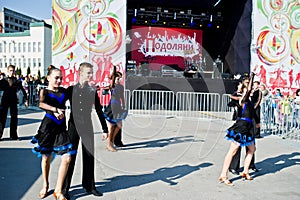 Ternopil, Ukraine - October 1, 2017: Ballroom dancing kids at Po