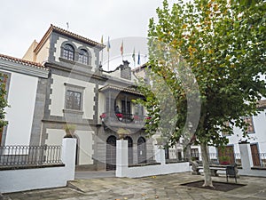 Teror, Gran Canaria, Canary Islands, Spain December 21, 2020: View of town hall, municipalidad viejoat at center of