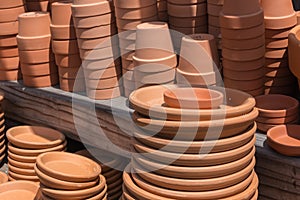 Terra cotta planters at a market