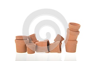 Terra cotta pots isolated over white background