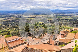 Terra cotta roofs and rural Portugese landscape