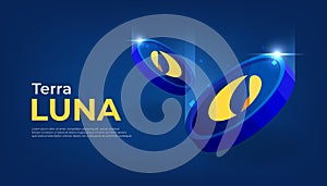 Terra LUNA banner. LUNA coin cryptocurrency concept banner background