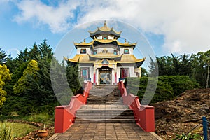 Terra Pura Pure Land temple building at the Khadro Ling Buddhist Temple complex in Tres Coroas, Brazil