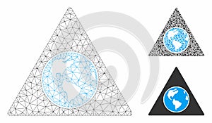 Terra Triangle Vector Mesh Carcass Model and Triangle Mosaic Icon